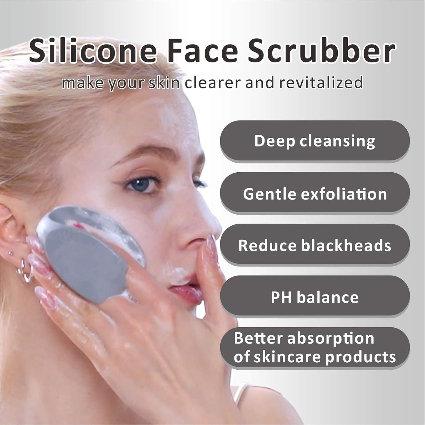 Silicone Face Scrubber,Manual Exfoliating Brush,Handheld Facial Cleansing Brush for Women Men