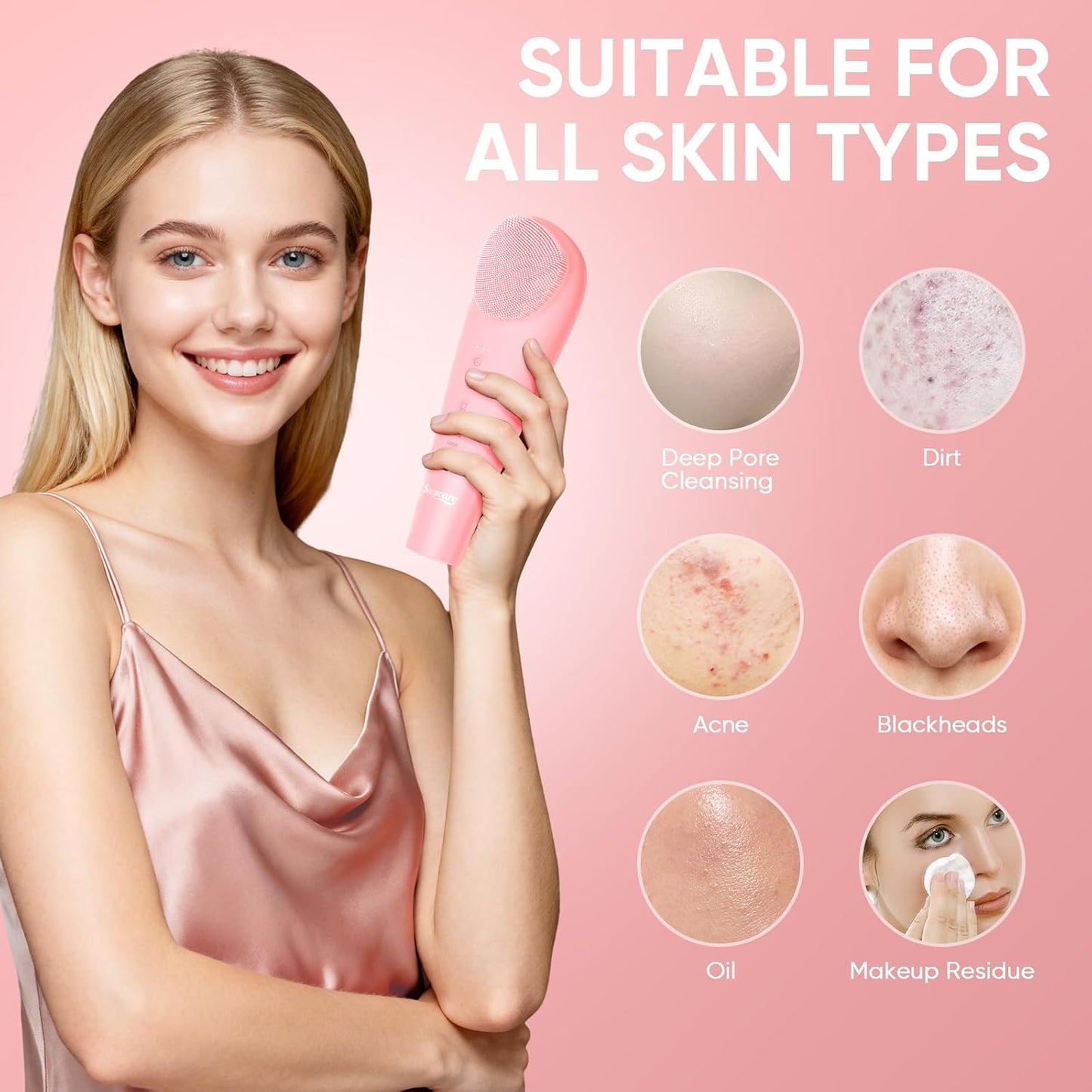 Silicone Face Scrubber Blackhead Remover Rechargeable 2-in-1