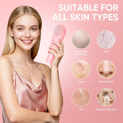 Silicone Face Scrubber Blackhead Remover Rechargeable 2-in-1