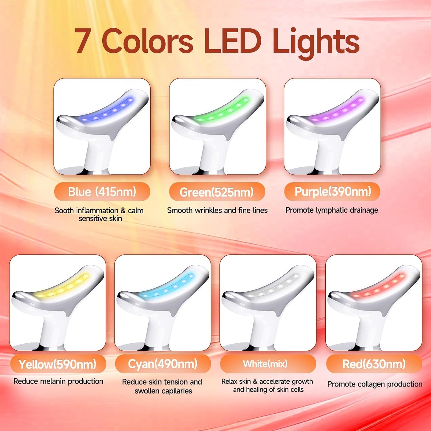 Face Massager, Face Sculpting Tool 7-in-1 with 45±5°C Heat & 7 LEDs