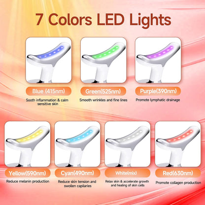 Face Massager, Face Sculpting Tool 7-in-1 with 45±5°C Heat & 7 LEDs