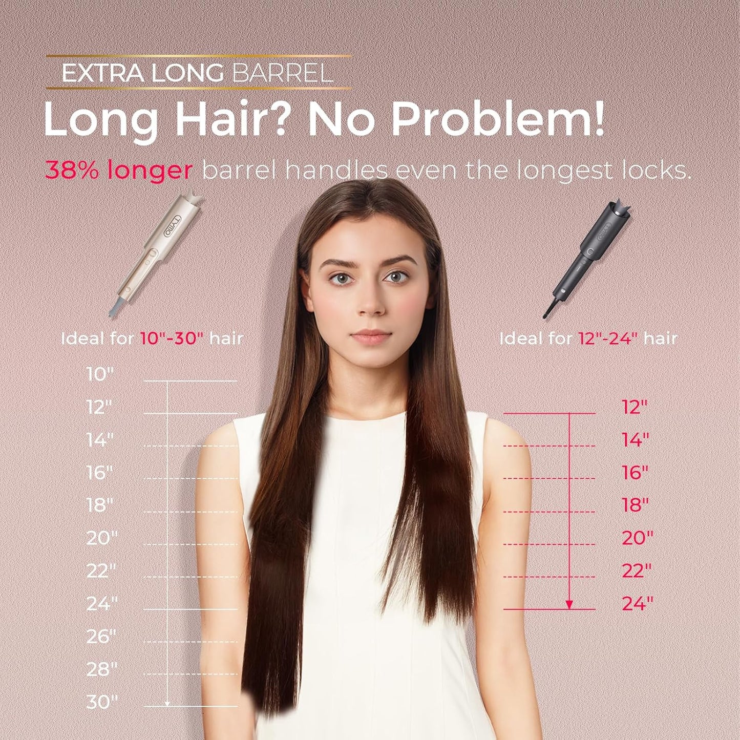 CurlPro Plus Hair Curler Automatic Rotating - Long Barrel Curling Wand for Long Hair