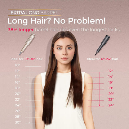 CurlPro Plus Hair Curler Automatic Rotating - Long Barrel Curling Wand for Long Hair