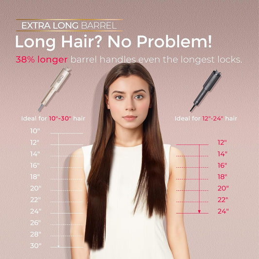 CurlPro Plus Hair Curler Automatic Rotating - Long Barrel Curling Wand for Long Hair