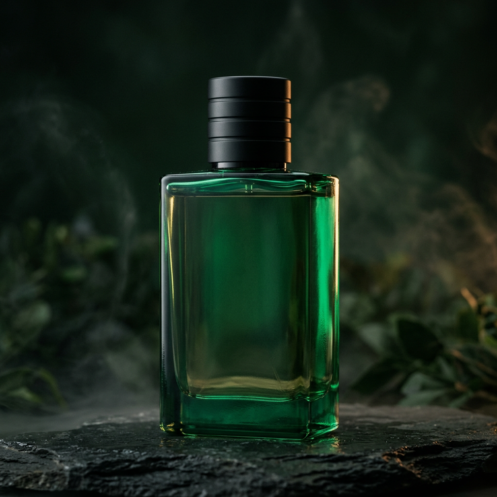 Citrus Noir cologne in a deep green bottle with black cap
